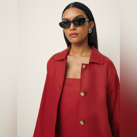NWT Reformation Irene Linen Jacket in Tomato (Size M) - Picture 2 of 7